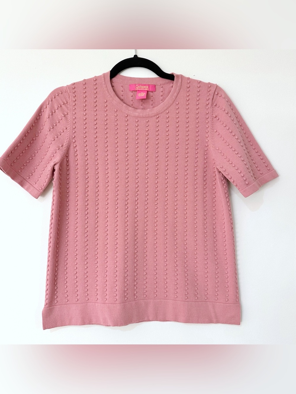Catherine Maladrino Womens Textured Short Sleeve Sweater Size Medium